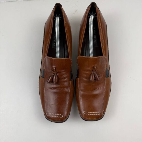 Sesto Meucci Brown Leather Tassel Loafer Size 9.5 - Picture 6 of 10